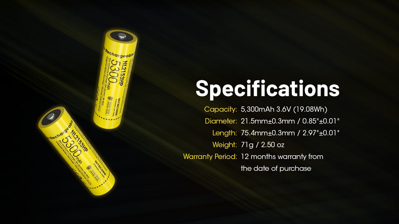 Nitecore NL2153HP 5300mAh Rechargeable 21700 Battery Rechargeable Batteries Nitecore