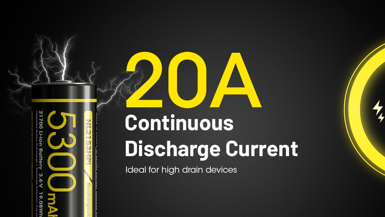 Nitecore NL2153HPi 21700 Li-ion 20A Battery 5300mAh Rechargeable Batteries Nitecore