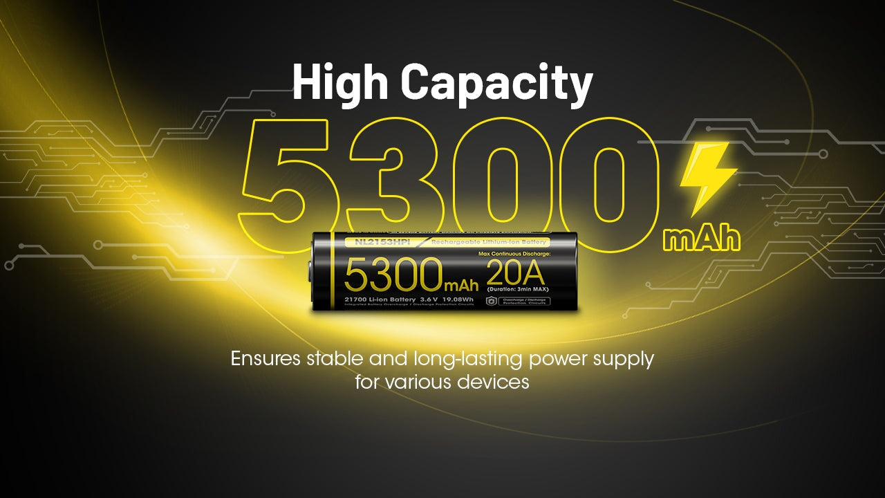 Nitecore NL2153HPi 21700 Li-ion 20A Battery 5300mAh Rechargeable Batteries Nitecore