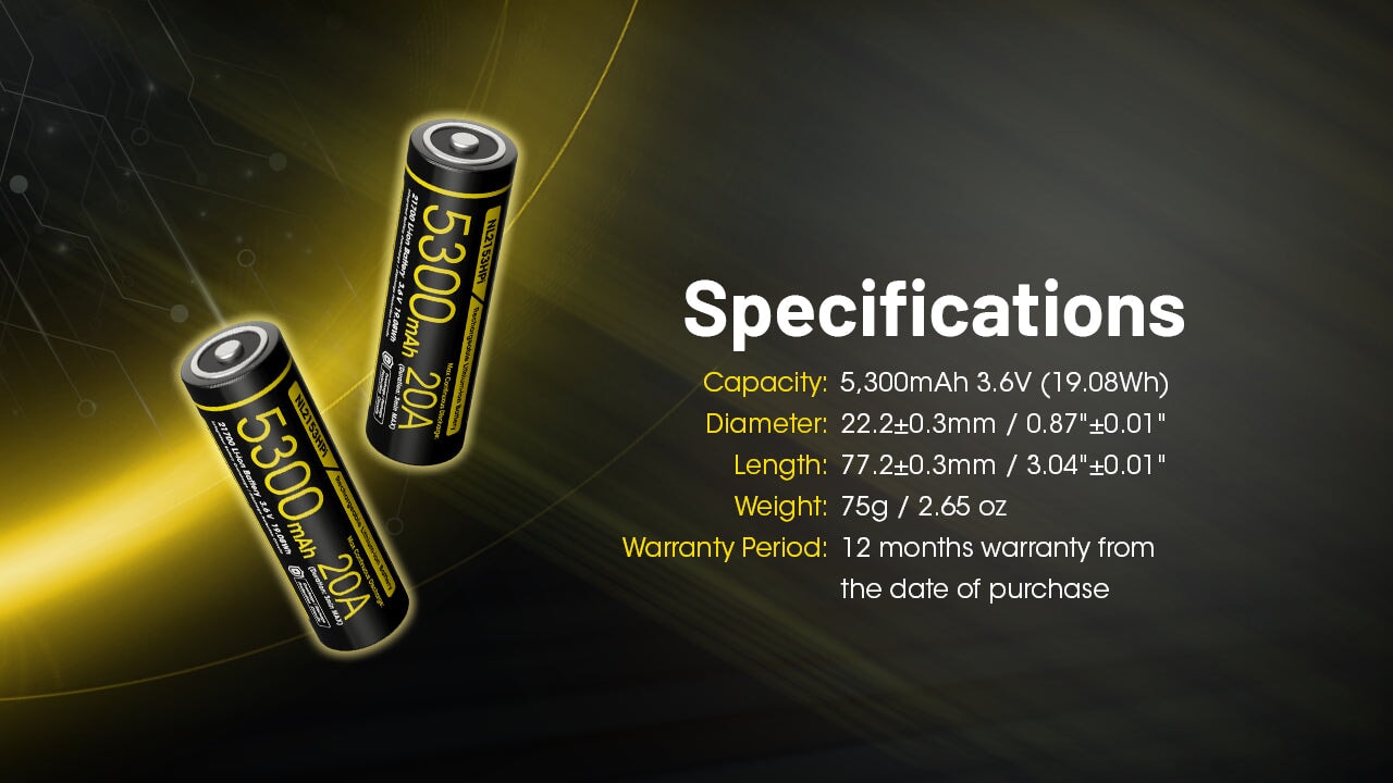Nitecore NL2153HPi 21700 Li-ion 20A Battery 5300mAh Rechargeable Batteries Nitecore