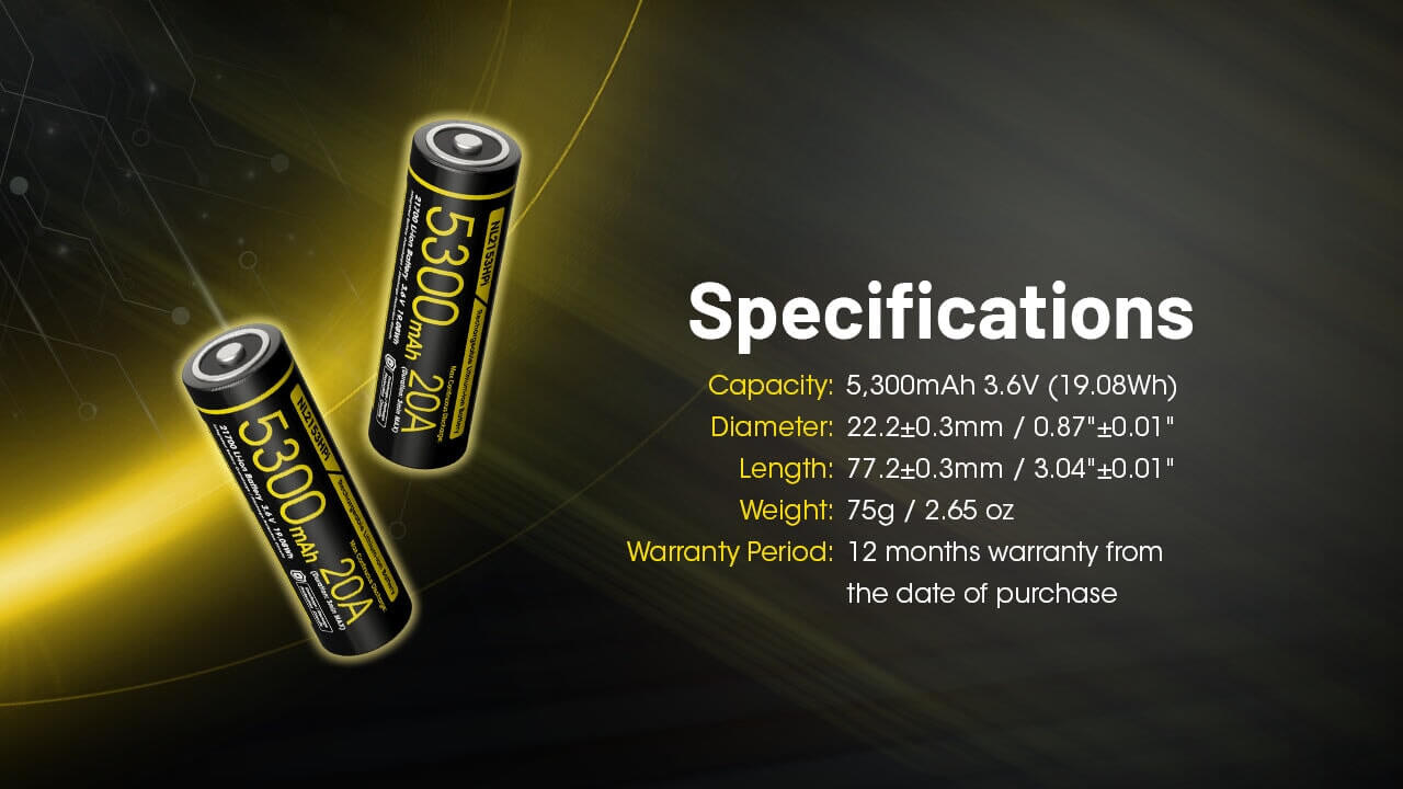 Nitecore NL2153HPi 21700 Li-ion 20A Battery 5300mAh