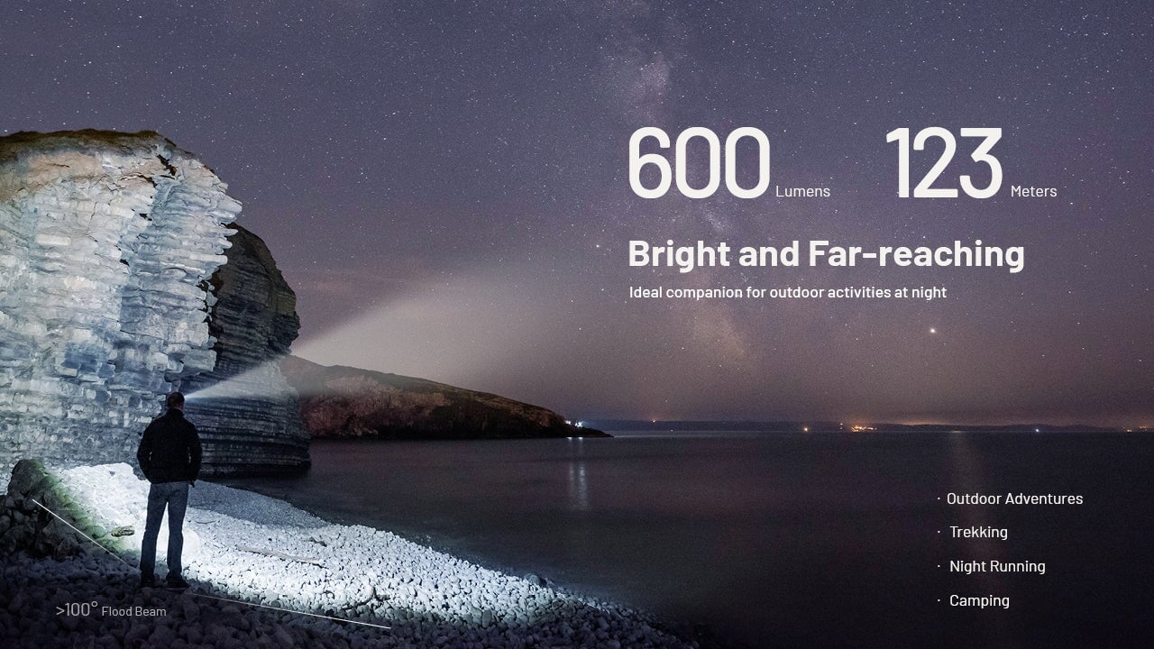 Nitecore NU27 USB-C rechargeable LED headlamp with 600 lumens brightness for running, hiking, and camping outdoor activities
