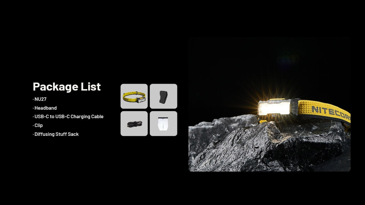 Nitecore NU27 600 Lumens Running / Camping Headlamp, USB-C Rechargeable Headlamp Nitecore