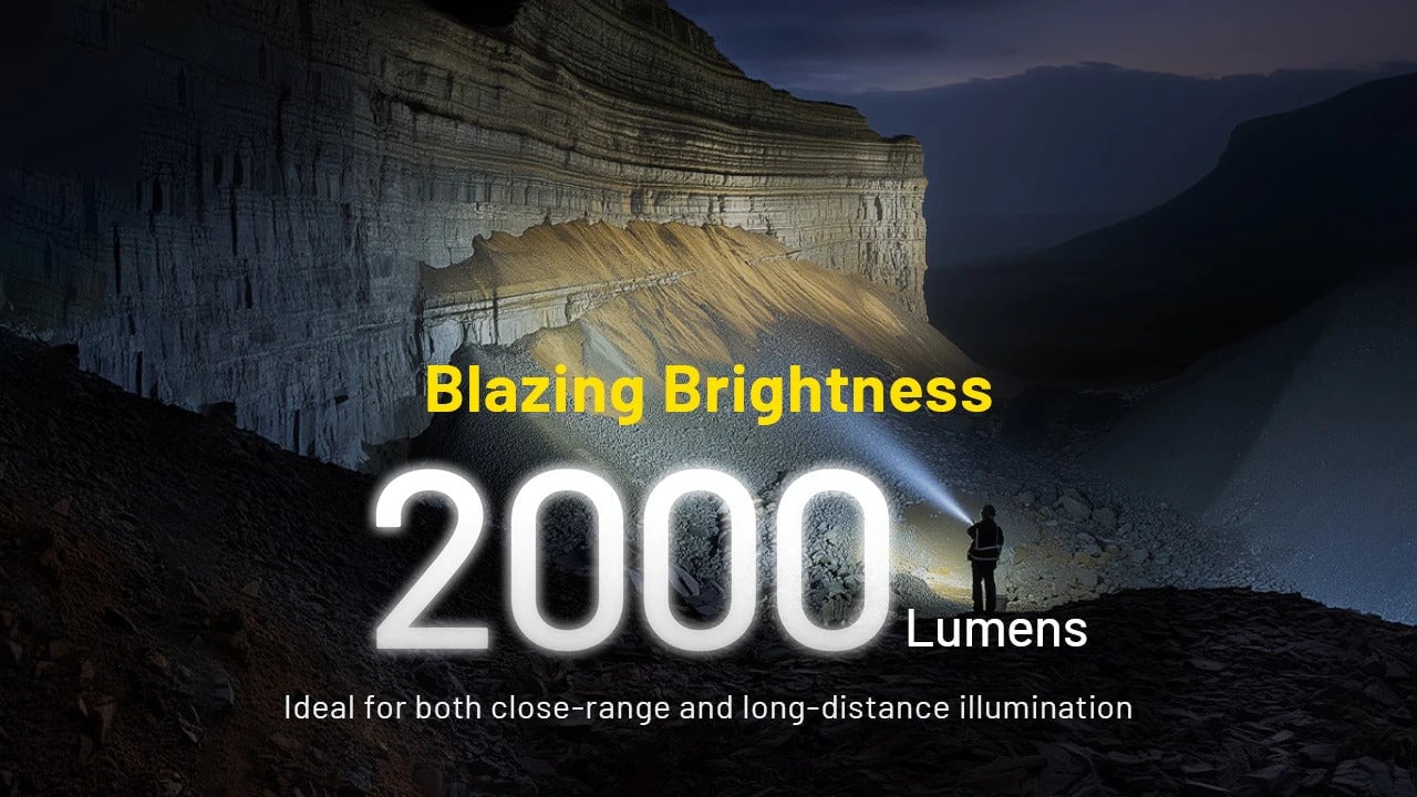 Nitecore P40 ultra long-throw LED flashlight producing 2000 lumens for tactical and outdoor lighting applications