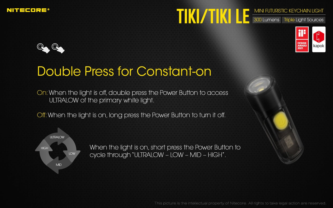 Nitecore TIKI LE USB-C Rechargeable Keychain Flashlight Keychain LED Flashlight Nitecore