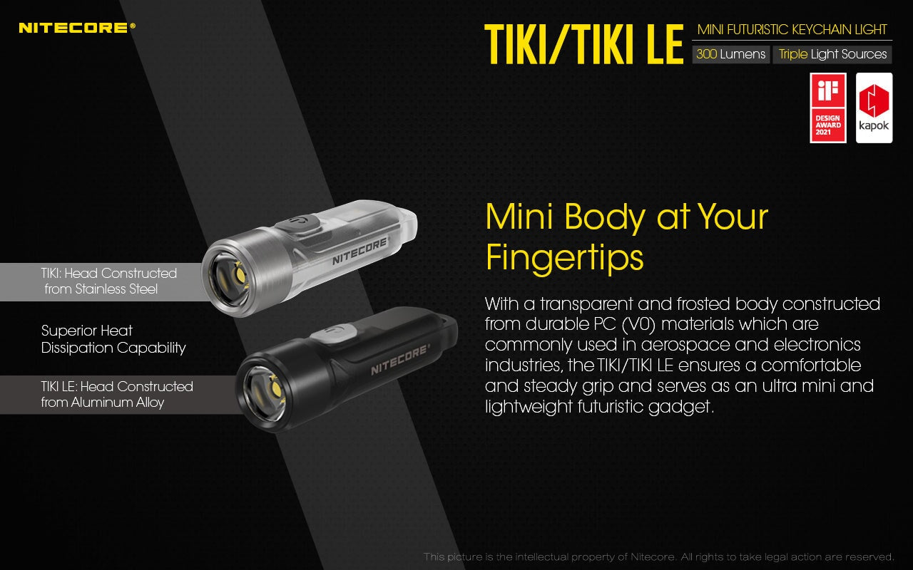 Nitecore TIKI LE USB-C Rechargeable Keychain Flashlight Keychain LED Flashlight Nitecore
