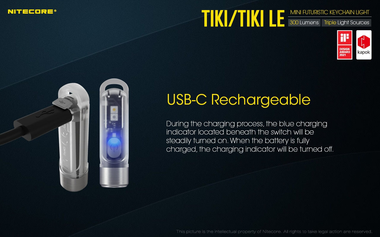 Nitecore TIKI LE USB-C Rechargeable Keychain Flashlight Keychain LED Flashlight Nitecore