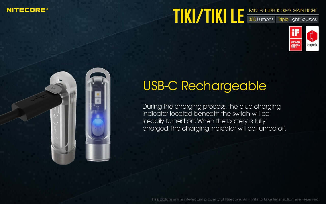 Nitecore TIKI LE USB-C Rechargeable Keychain Flashlight