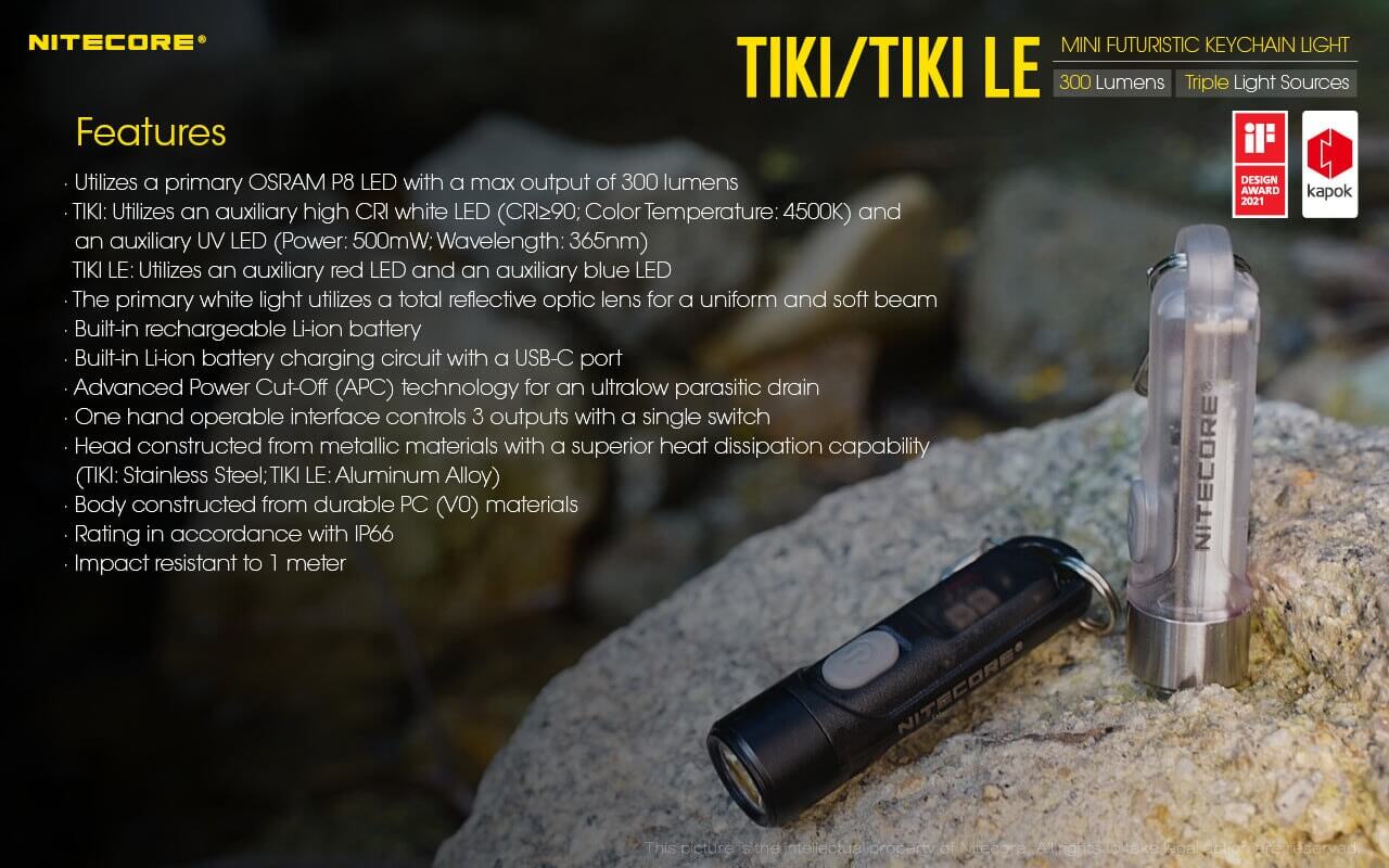 Nitecore TIKI LE USB-C Rechargeable Keychain Flashlight