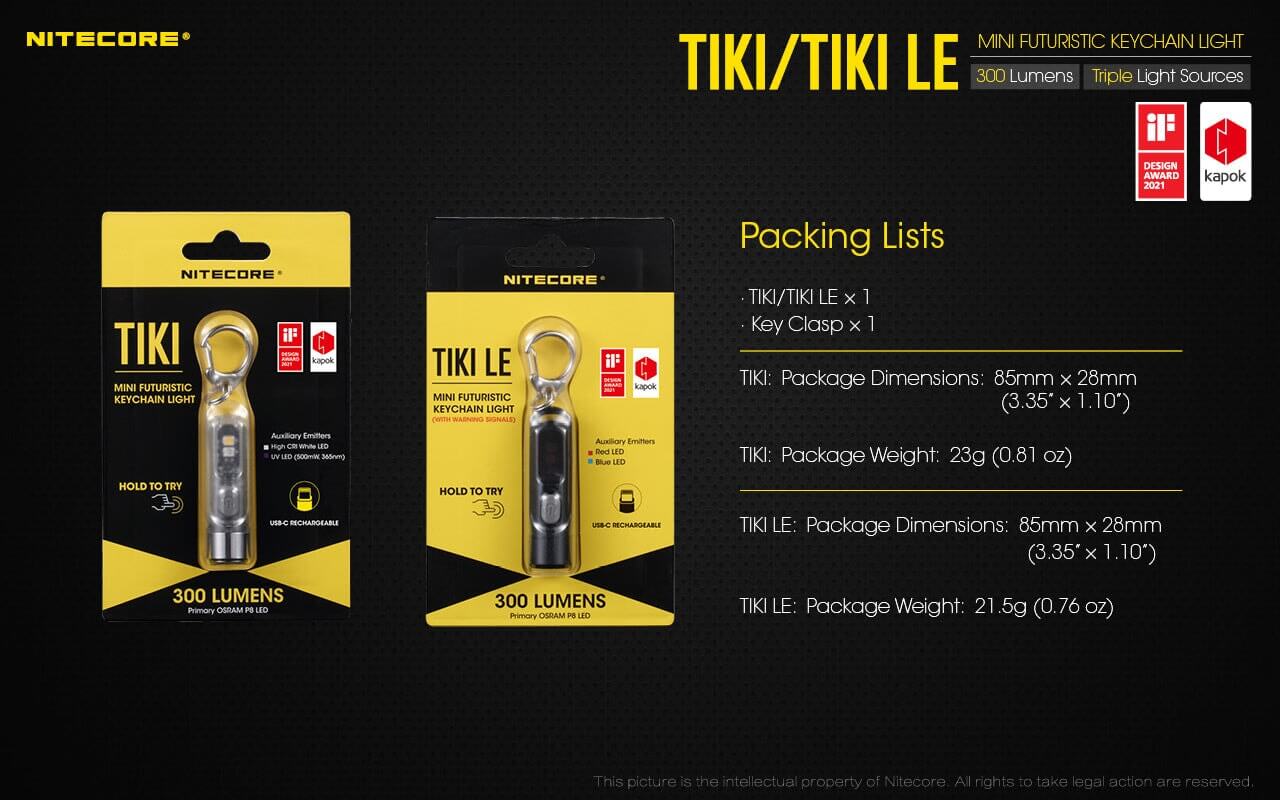 Nitecore TIKI LE USB-C Rechargeable Keychain Flashlight