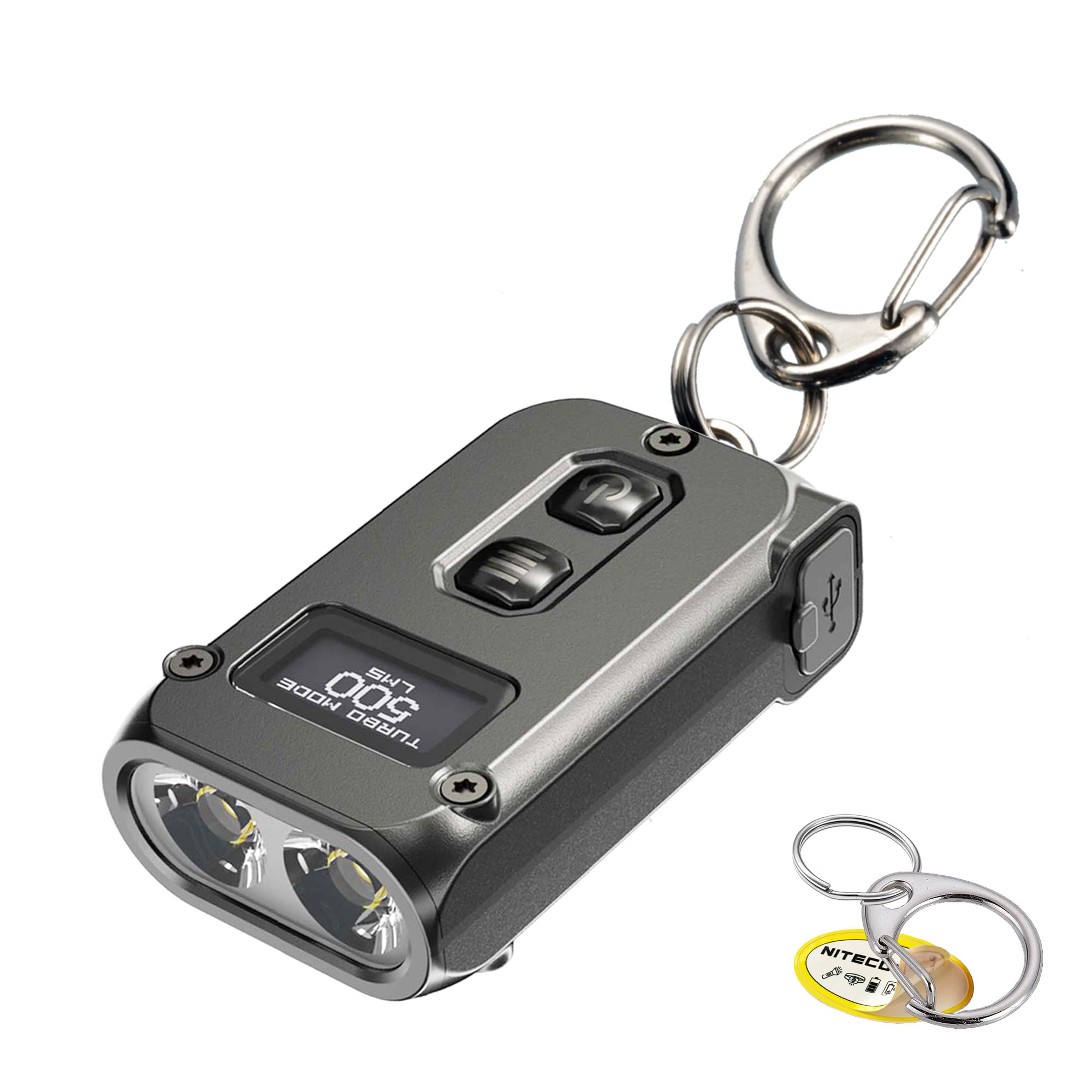 Nitecore TINI 2 rechargeable LED keychain flashlight with 500 lumens brightness for everyday carry, travel, and emergency use