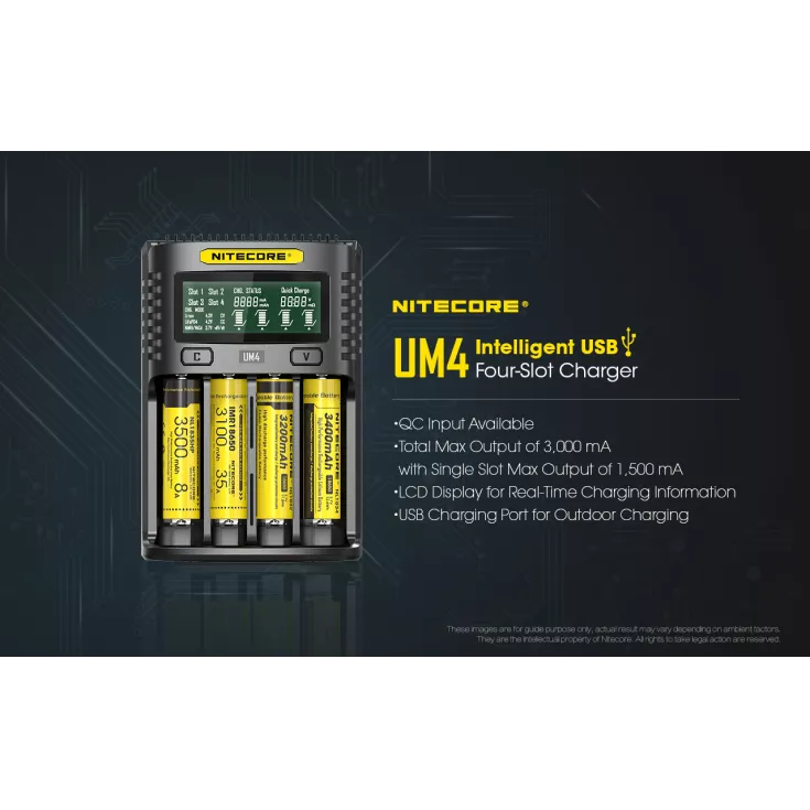 Nitecore UM4 Intelligent USB-C Four-Slot Battery Charger Battery Charger Nitecore