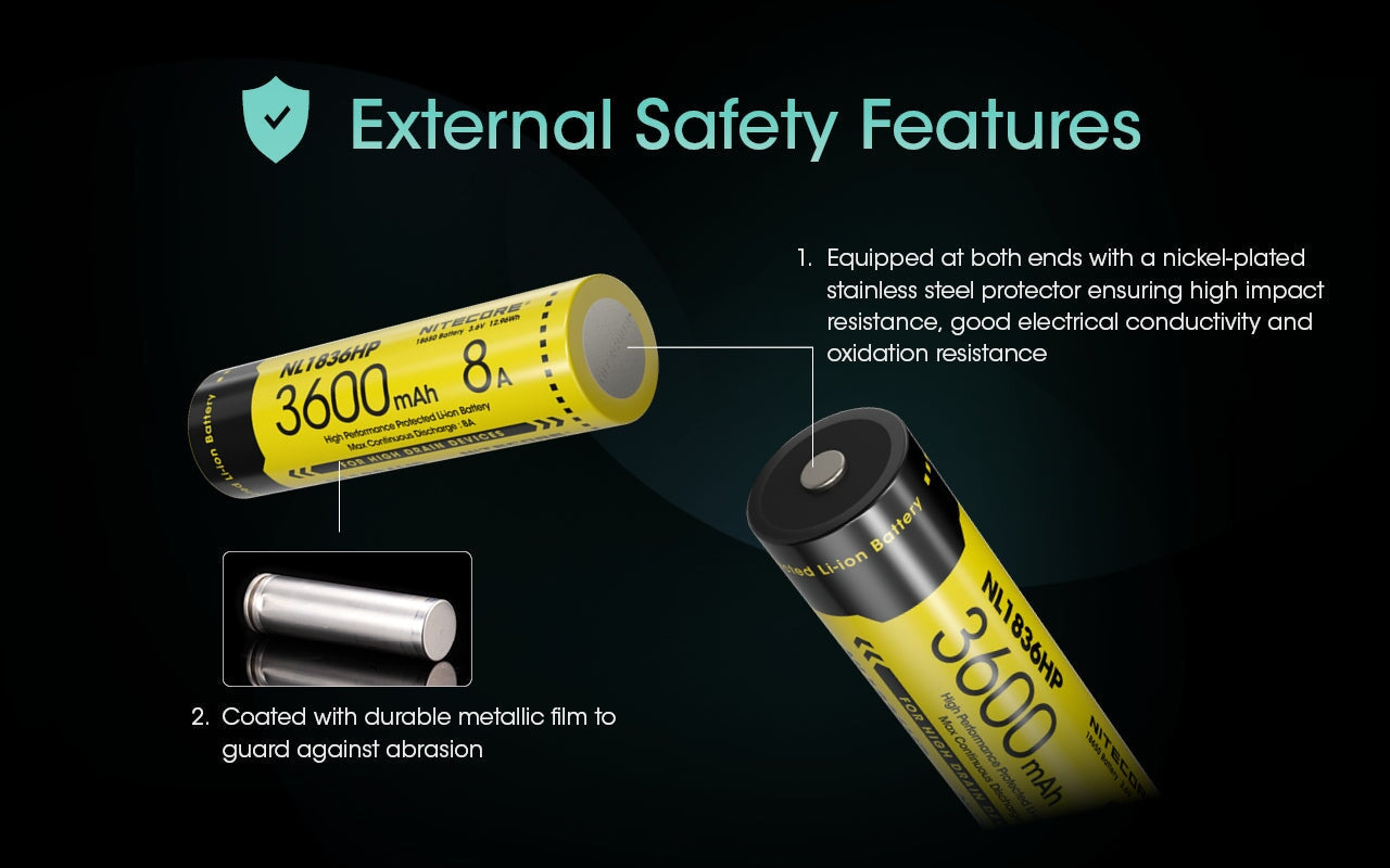 NL1836HP 18650 High Performance 3600mAh Rechargeable Li-on Battery Rechargeable Batteries Nitecore