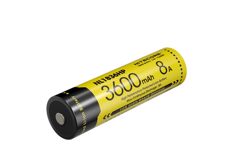 Nitecore NL1836HP 18650 high-performance 3600mAh rechargeable Li-ion battery for flashlights, headlamps, and electronic devices