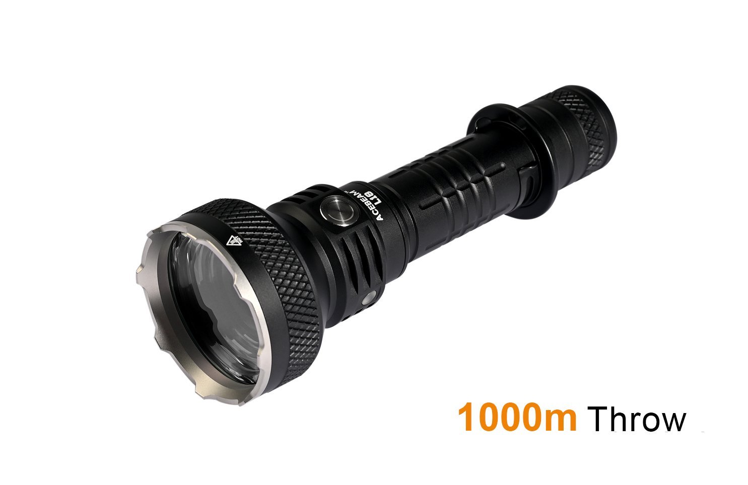 Acebeam L18 long-range rechargeable tactical LED flashlight with 1500 lumens brightness for hunting, search, and outdoor lighting