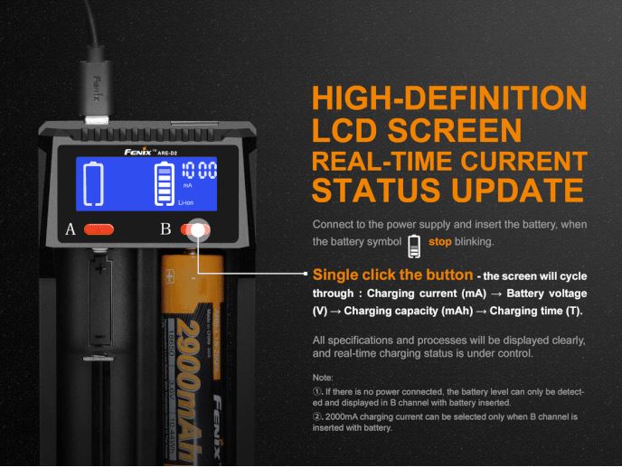 Fenix ARE-D2 Dual Bay Smart Battery Charger Battery Charger Fenix