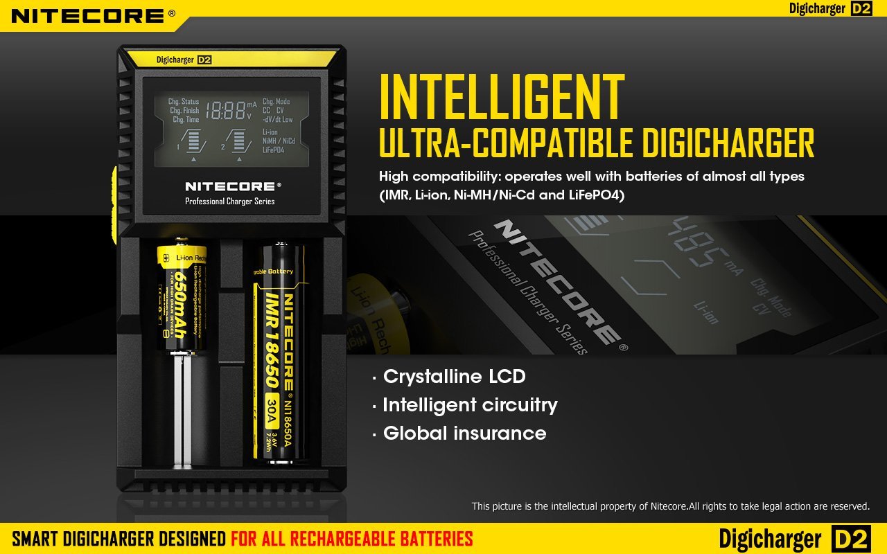 Nitecore D2 Digi Universal Battery Charger Battery Charger Nitecore