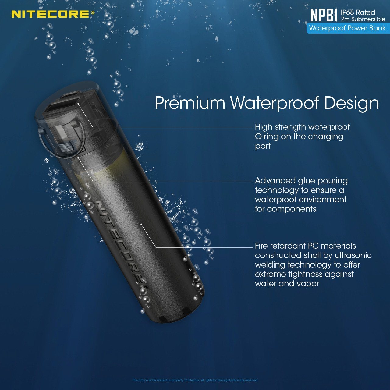 Nitecore NPB1 5000mAh Waterproof Power Bank Battery Charger Nitecore
