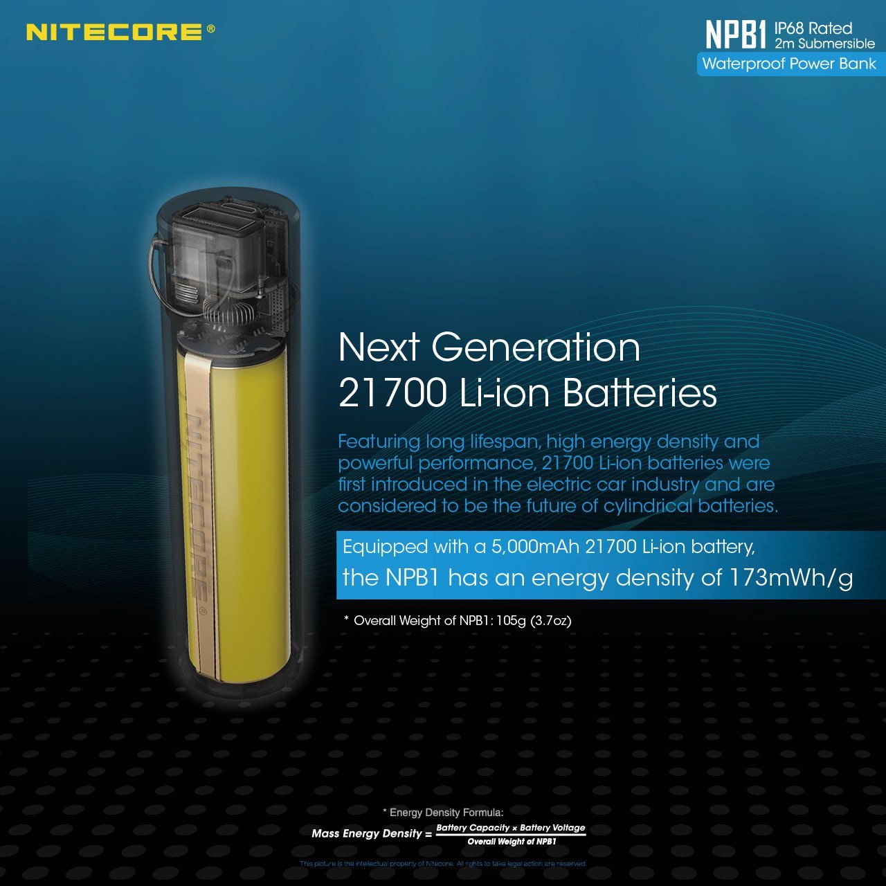 Nitecore NPB1 5000mAh Waterproof Power Bank Battery Charger Nitecore