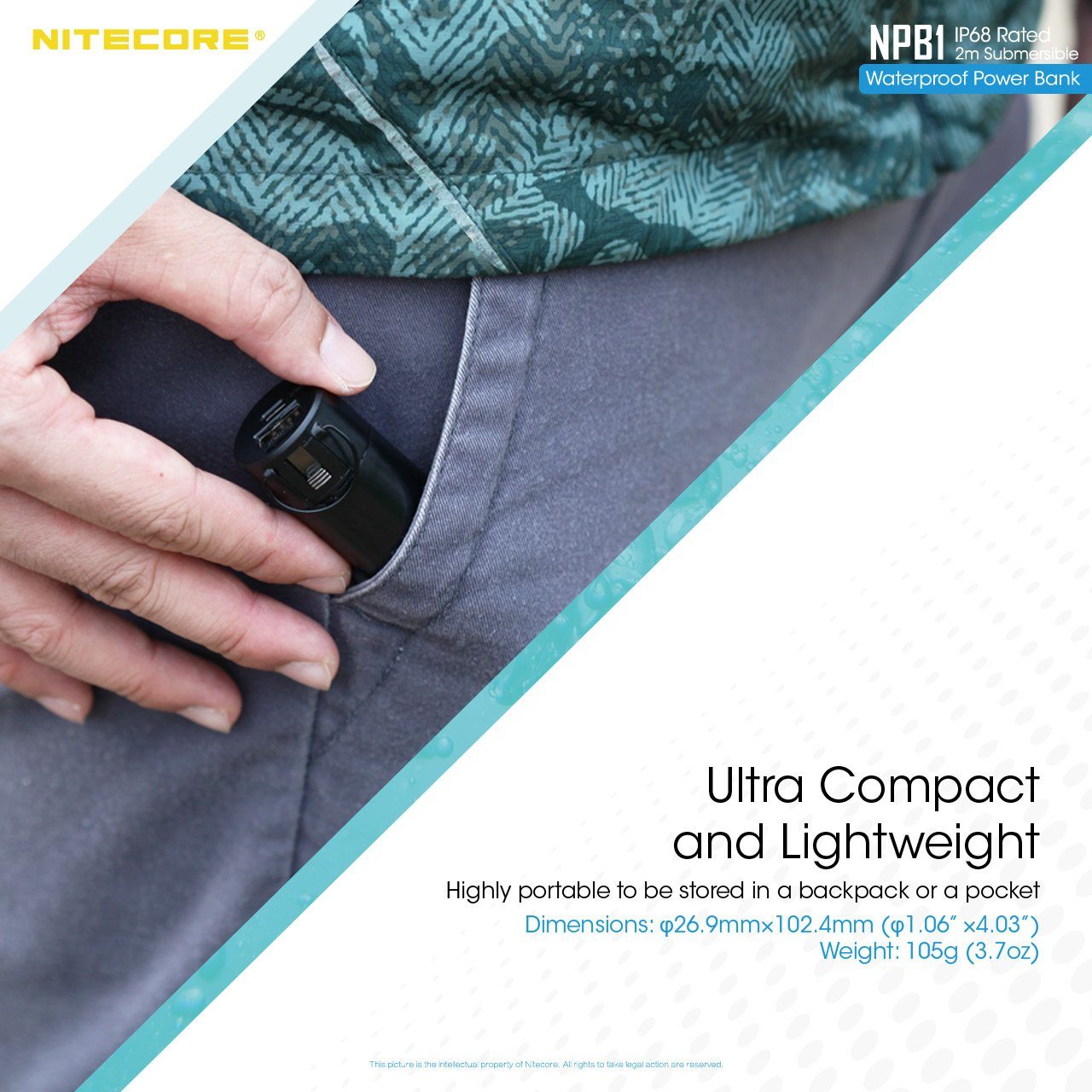 Nitecore NPB1 5000mAh Waterproof Power Bank Battery Charger Nitecore