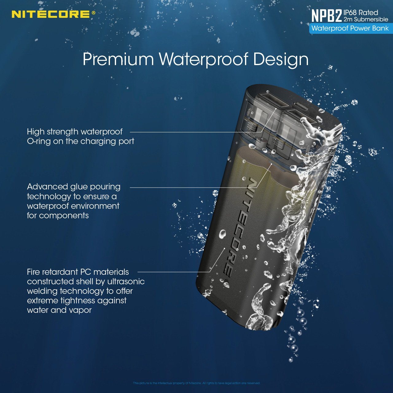Nitecore NPB2 5000mAh Waterproof Power Bank Battery Charger Nitecore