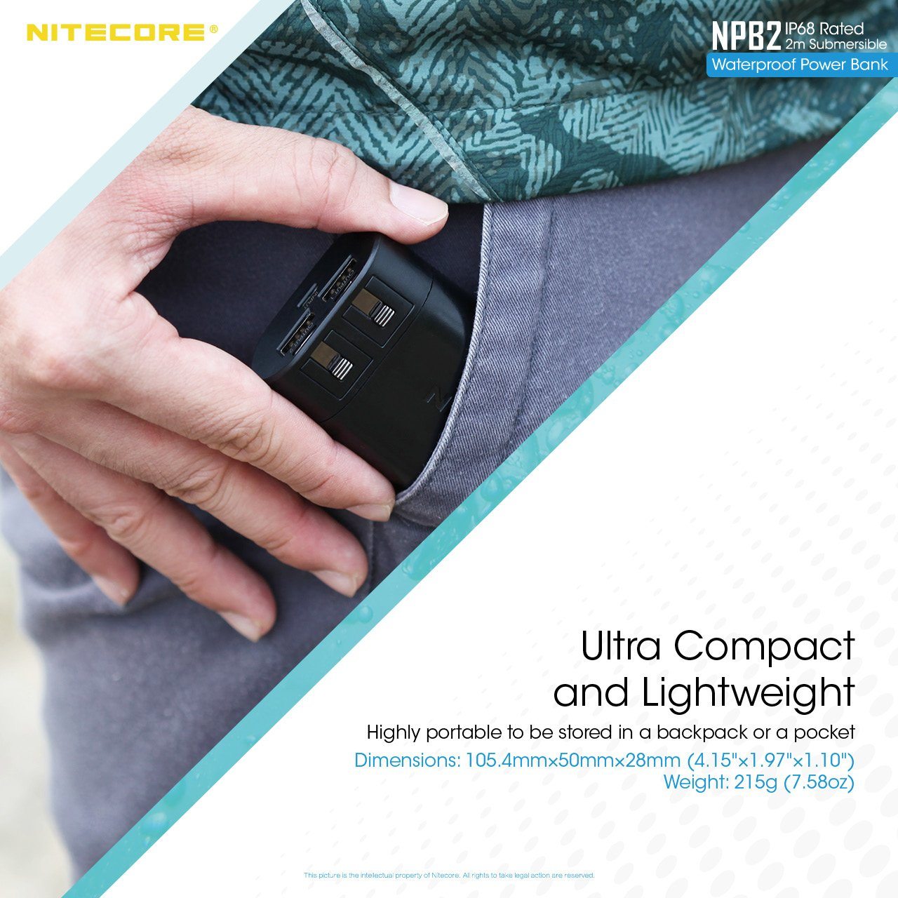Nitecore NPB2 5000mAh Waterproof Power Bank Battery Charger Nitecore