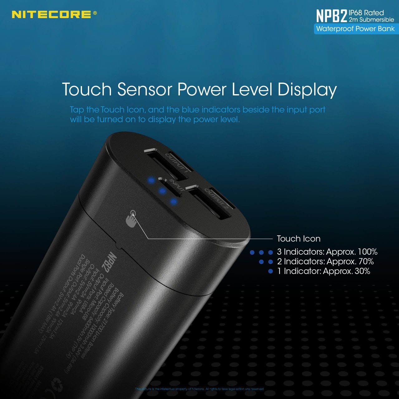 Nitecore NPB2 5000mAh Waterproof Power Bank Battery Charger Nitecore