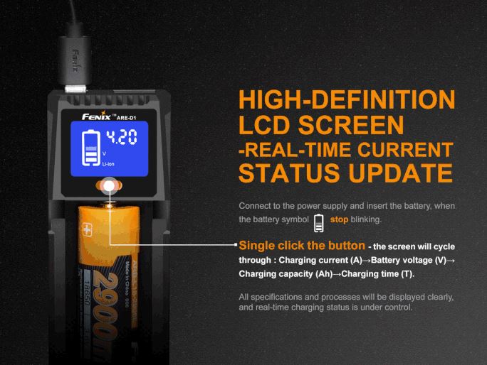 Fenix ARE-D1 Single Bay Smart Battery Charger Battery Charger Fenix