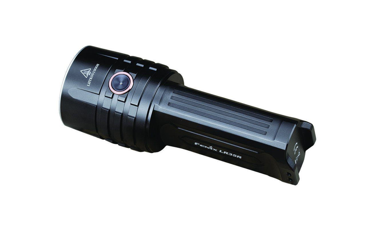 Fenix LR35R rechargeable LED flashlight with 10,000 lumens brightness for search, rescue, and professional outdoor lighting
