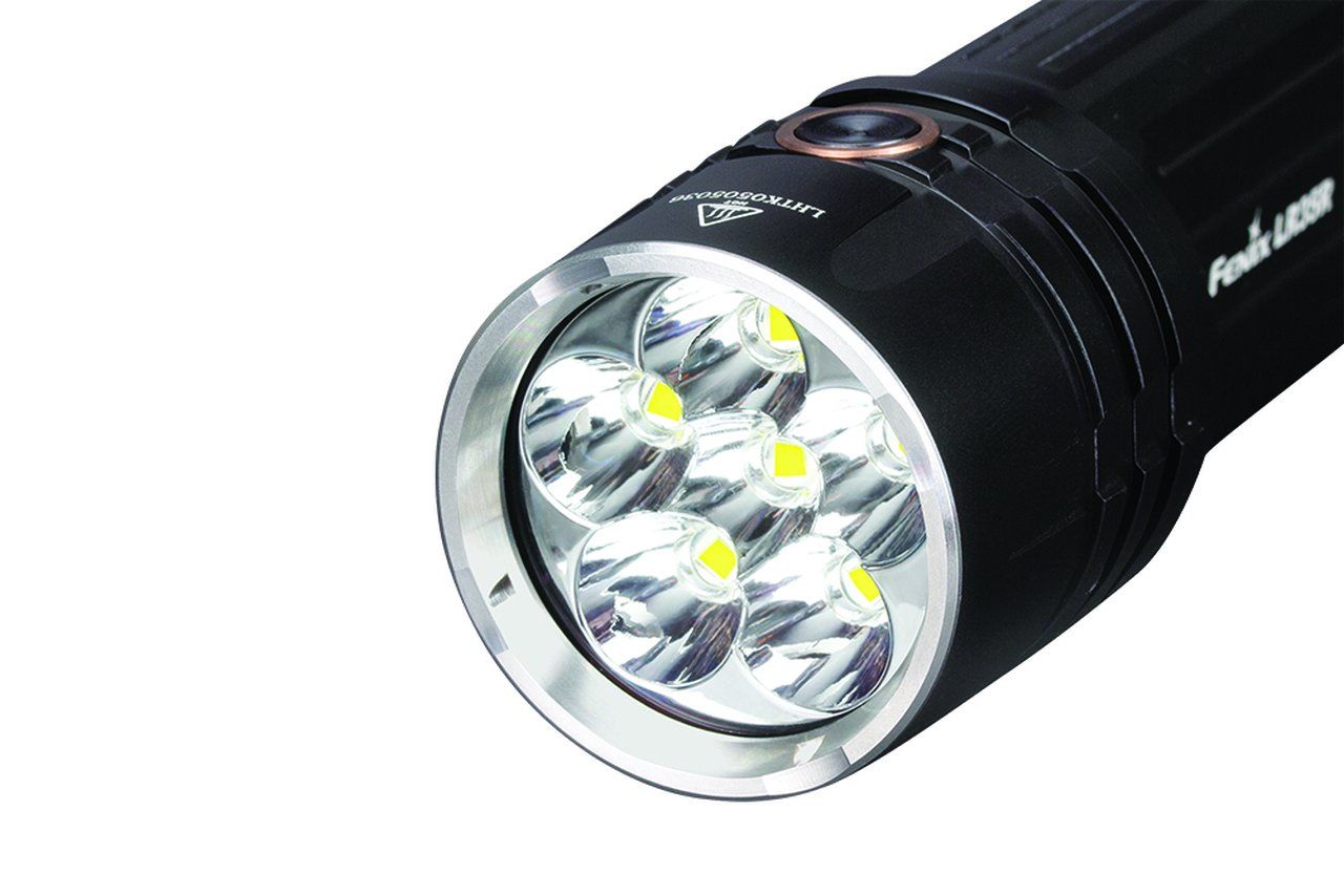 Fenix LR35R rechargeable LED flashlight with 10,000 lumens brightness for search, rescue, and professional outdoor lighting