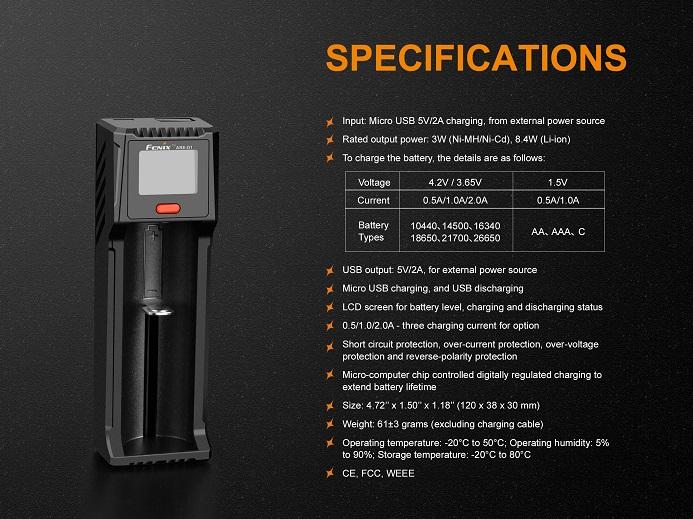 Fenix ARE-D1 Single Bay Smart Battery Charger Battery Charger Fenix
