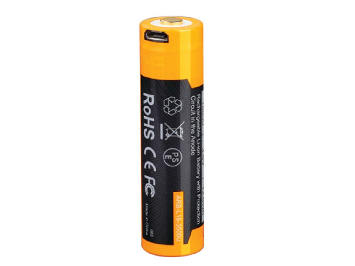 Fenix ARB-L18-3500U 18650 3500mAh protected Li-ion button top rechargeable battery with built-in Micro USB charging port