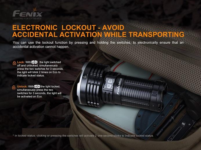 Fenix LR50R rechargeable multifunctional LED searchlight with 12,000 lumens brightness for search, rescue, and outdoor professional lighting