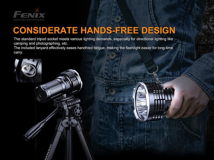 Fenix LR50R rechargeable multifunctional LED searchlight with 12,000 lumens brightness for search, rescue, and outdoor professional lighting