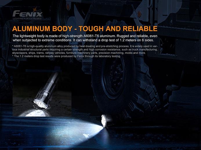 Fenix LR50R rechargeable multifunctional LED searchlight with 12,000 lumens brightness for search, rescue, and outdoor professional lighting