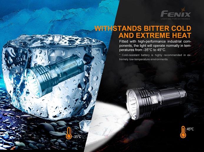 Fenix LR50R rechargeable multifunctional LED searchlight with 12,000 lumens brightness for search, rescue, and outdoor professional lighting