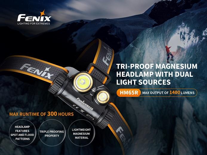 Fenix HM65R Rechargeable 1400 Lumens Dual Beam LED Headlamp Headlamp Fenix