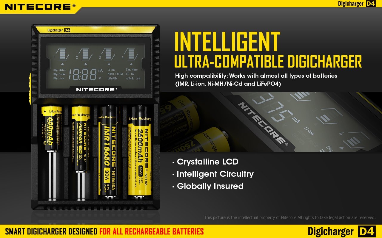 Nitecore D4 Intelligent Universal Charger Battery Charger Nitecore