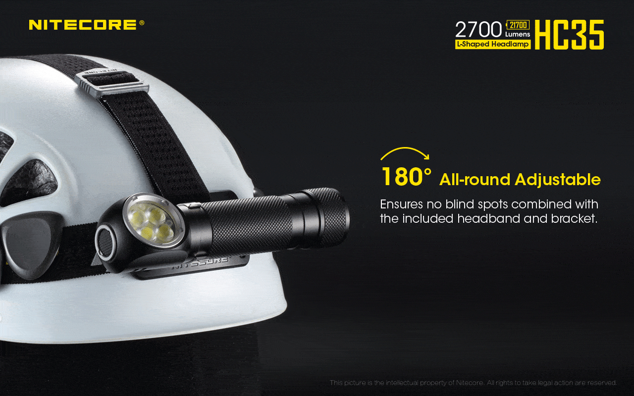 NITECORE HC35 USB Rechargeable L-Shape Detachable Headlamp Flashlight Headlamp Nitecore