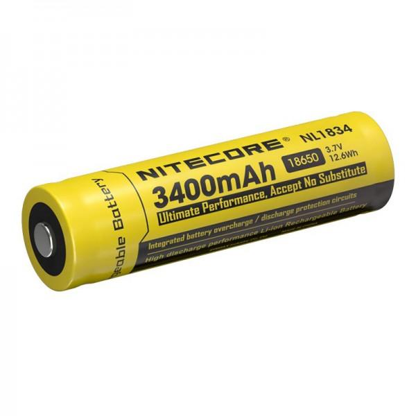 Nitecore NL1834 18650 3400mAh protected 3.7V Li-ion button top rechargeable battery for flashlights and high-performance electronics