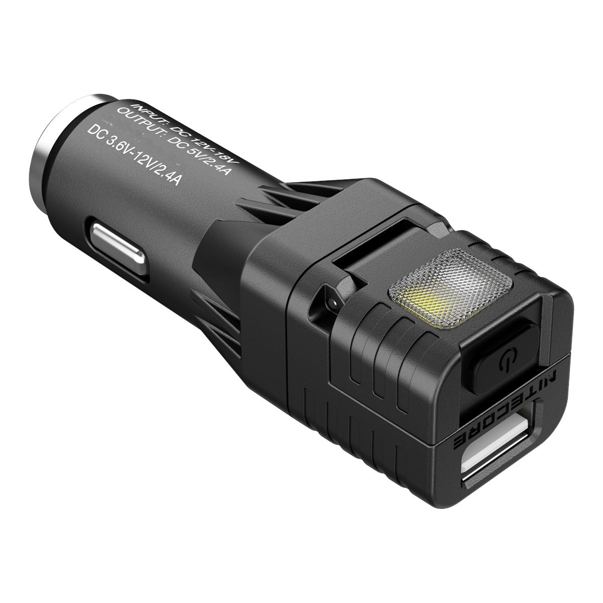 Nitecore VCL10 QC 3.0 USB car charger with built-in white and red LED flashlight magnetic base for travel and emergency use