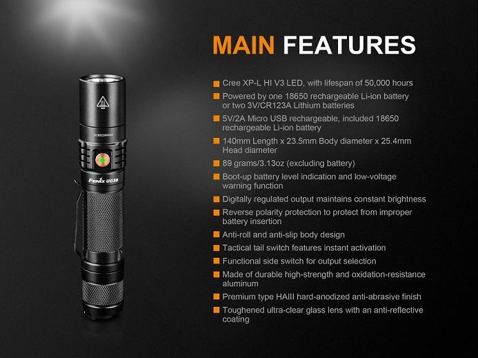 Fenix UC35 V2.0 Rechargeable LED Flashlight Flashlight Fenix