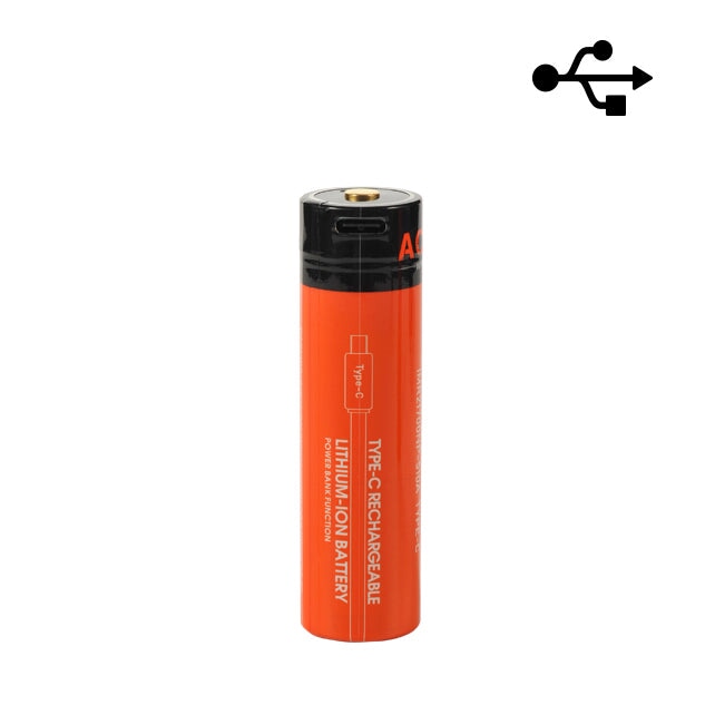 Acebeam 21700 USB-C rechargeable 5100mAh Li-ion battery for flashlights, headlamps, and high-drain electronic devices