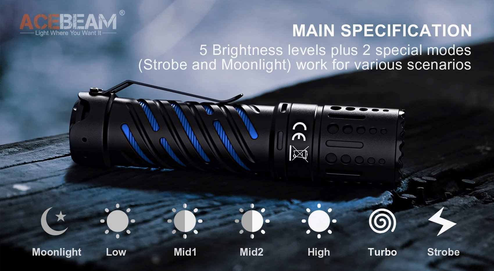 Acebeam E70 Aluminium EDC Flashlight Flashlight Acebeam