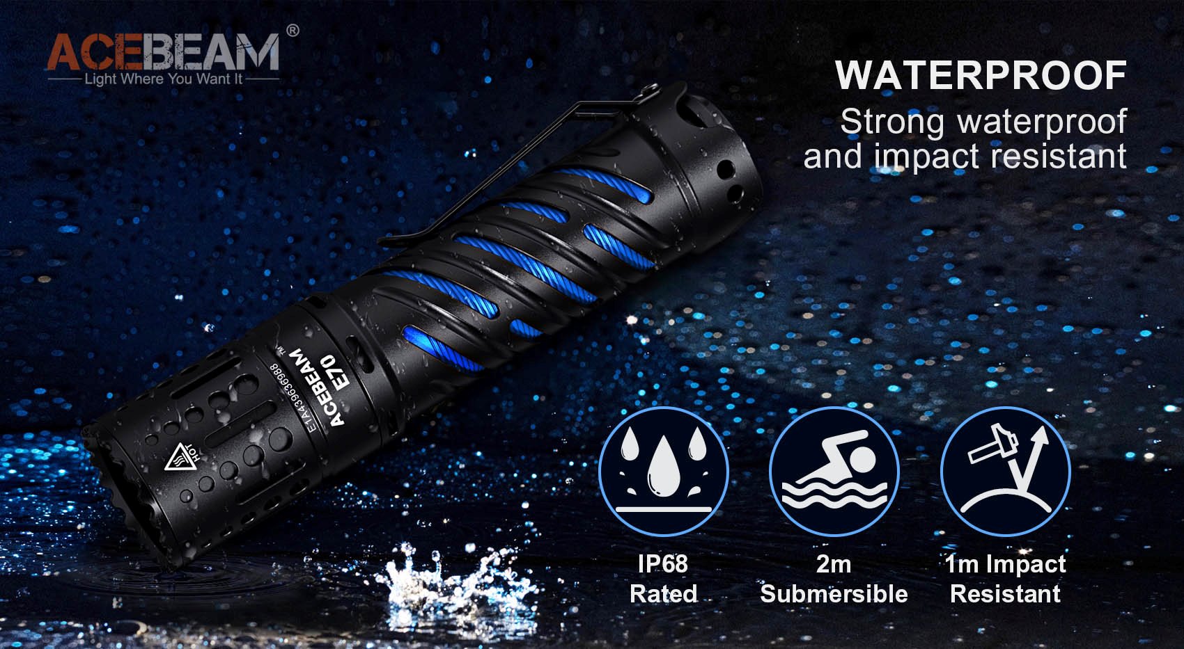Acebeam E70 Aluminium EDC Flashlight Flashlight Acebeam