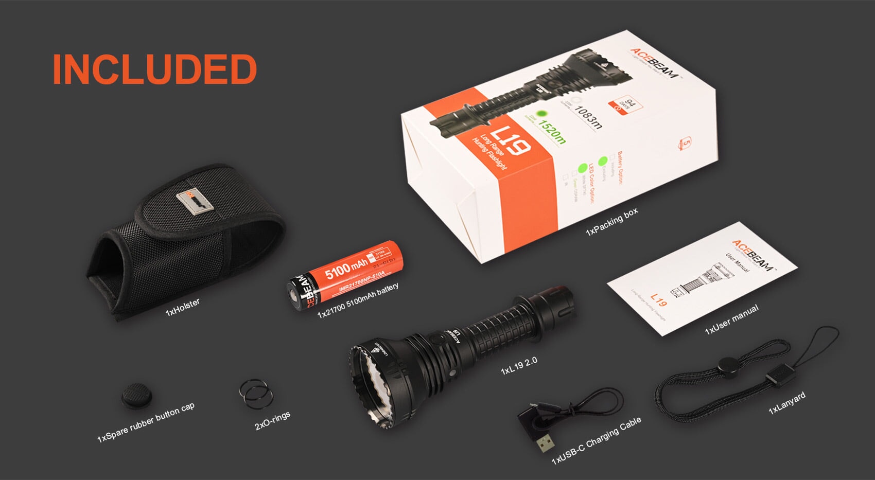 Acebeam L19 2.0 Long range tactical Flashlight Flashlight Acebeam