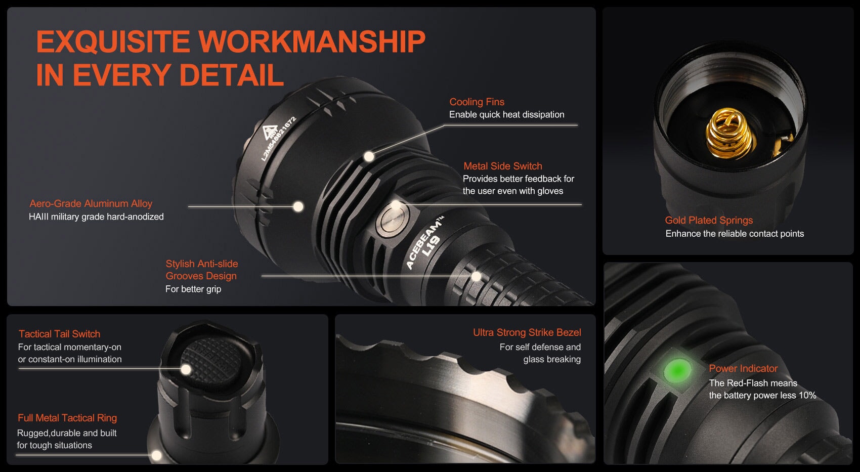 Acebeam L19 2.0 Long range tactical Flashlight Flashlight Acebeam