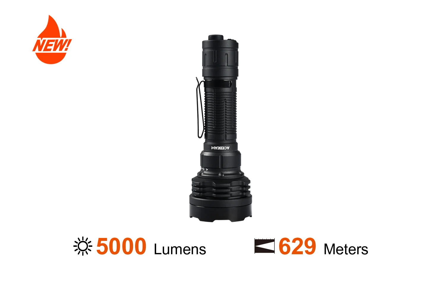 Acebeam P18 quad-core rechargeable tactical LED flashlight with 5000 lumens brightness for law enforcement and outdoor use