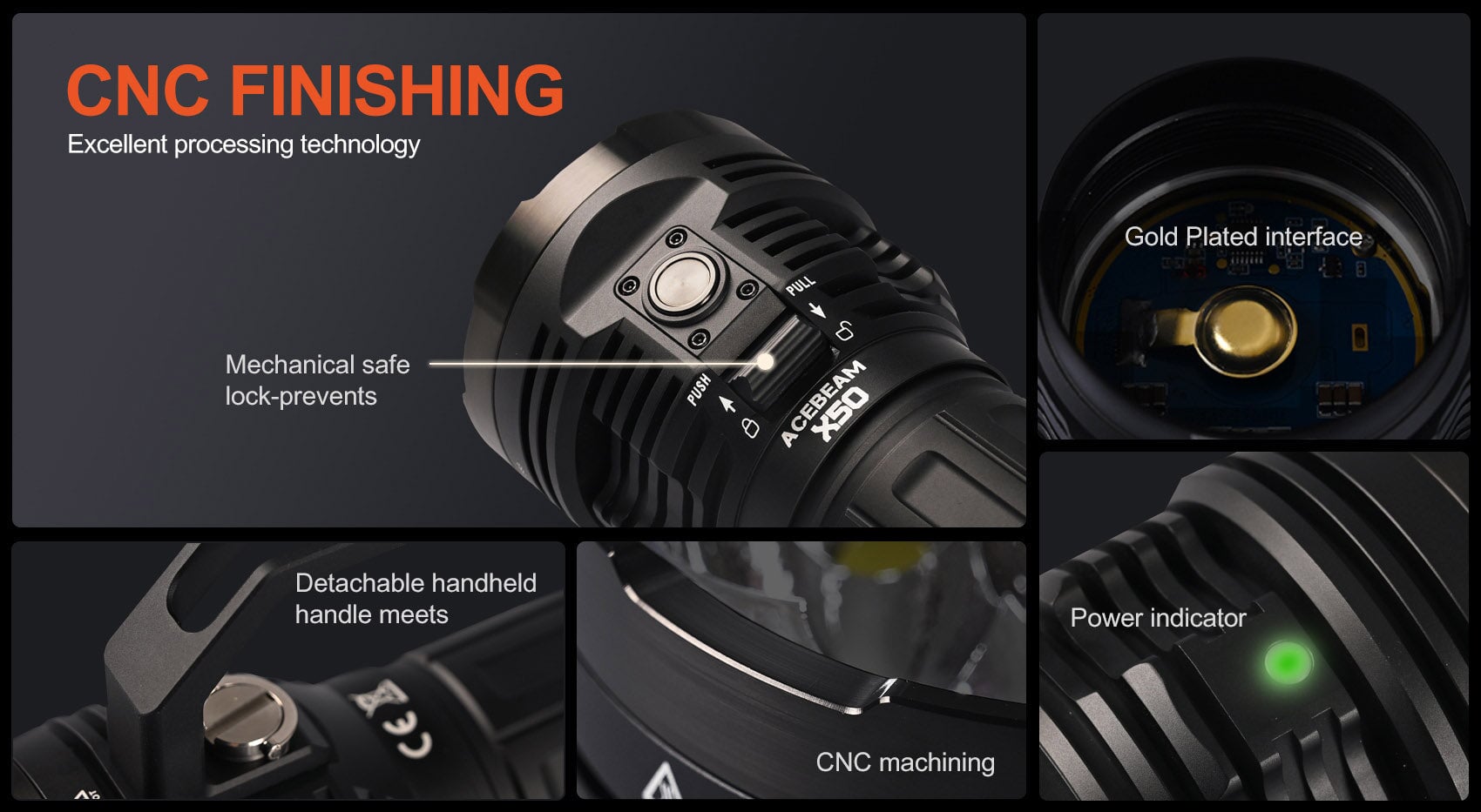 Acebeam X50 2.0 Powerful Flashlight - 45000 Lumens Flashlight Acebeam