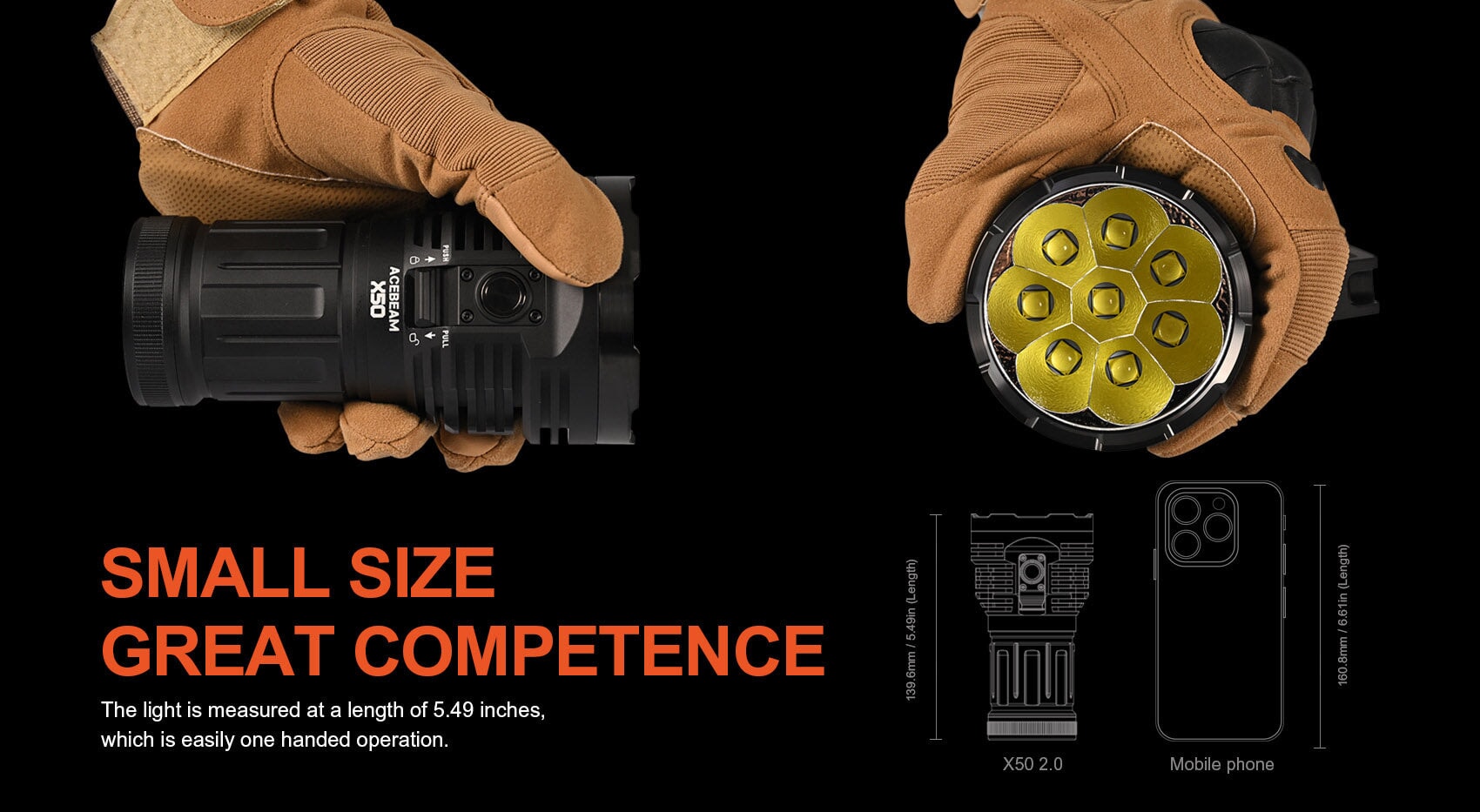 Acebeam X50 2.0 Powerful Flashlight - 45000 Lumens Flashlight Acebeam